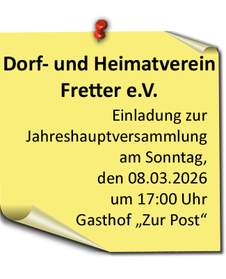 Jahreshauptversammlung 08.03.2026 um 17:00 Uhr bei Walli